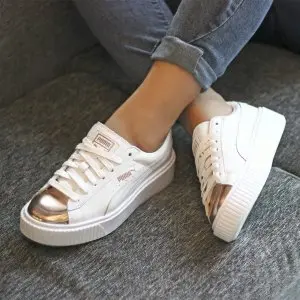 puma basket platform metallic puma basket platform metallic